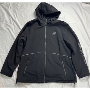 New Balance Women's 1X Black Hooded Zip Up Jacket Performance Activewear